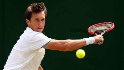 Ukraine's Sergiy Stakhovsky in action at Wimbledon