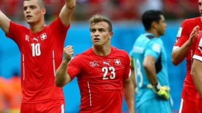Switzerland go marching on thanks largely to hat trick hero Xherdan Shaqiri