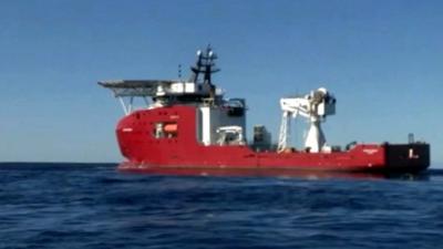 A boat involved in the search for MH370