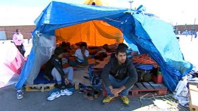 Hunger striking migrants