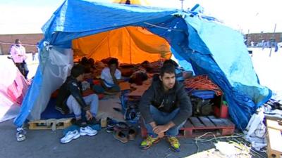 Migrants on hunger strike