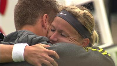 Martin Emmrich gets down on one knee and proposes to Michaella Krajicek