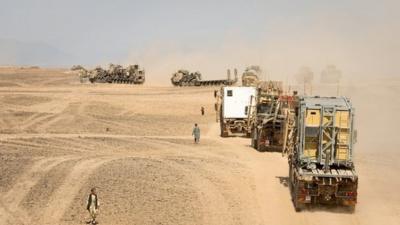 Vehicles leaving Camp Bastion