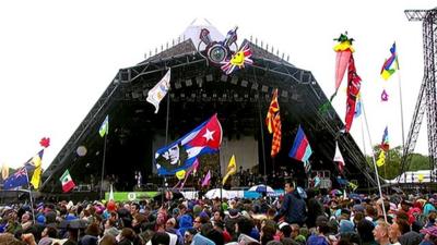 Lights go out on Glastonbury stage