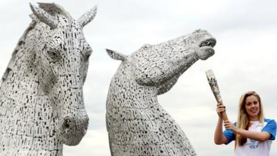 Queen's baton at the Kelpies