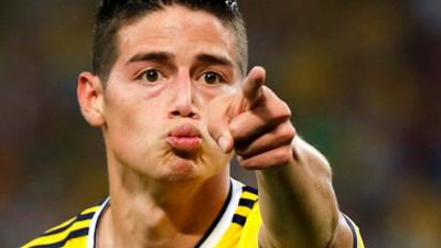 Colombia's James Rodriguez scored twice against Uruguay