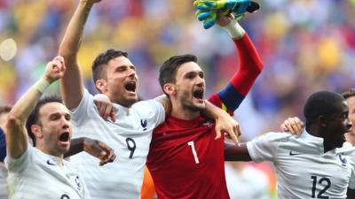 France celebrate after beating Nigeria 2-0