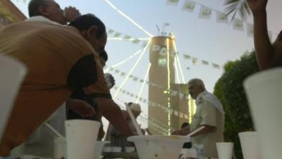 People breaking fast in Baghdad