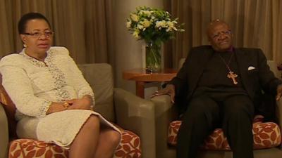 Graca Machel and Desmond Tutu