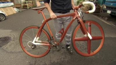 a wooden bike