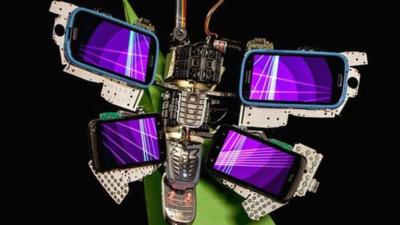 butterfly made from mobile phones