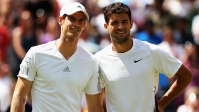 Defending Wimbledon champion Andy Murray and Bulgaria's Grigor Dimitrov.