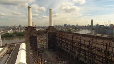 The four chimneys at Battersea Power Station are due to be replaced with replicas