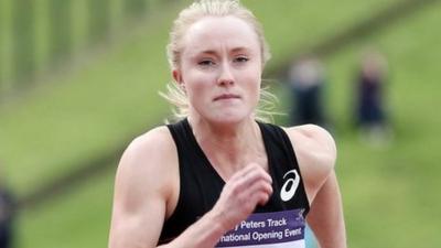 Amy Foster won the women's 100m at the Mary Peters Track