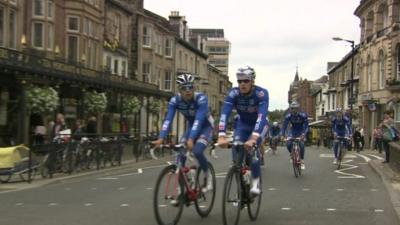 Team FDJ riders in Harrogate