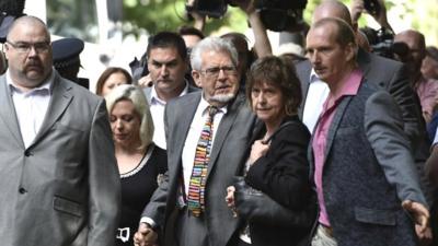 Rolf Harris arrives at Southwark Crown Court