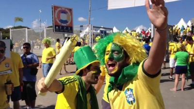 Brazilian fans singing songs for their team