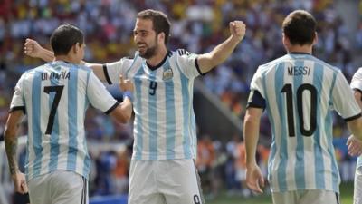 Angel Di Maria, Gonzalo Higuain and Lionel Messi