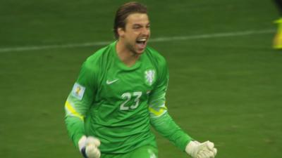 Substitute goalkeeper Tim Krul celebrates