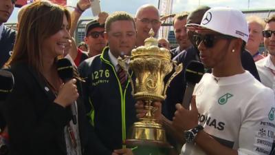 BBC Sport's Suzi Perry with Lewis Hamilton