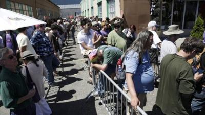 Queue outside marijuana shop