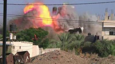 Gaza Strip building blown up