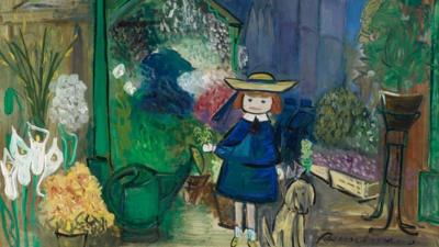Painting of the character Madeline in a flower shop