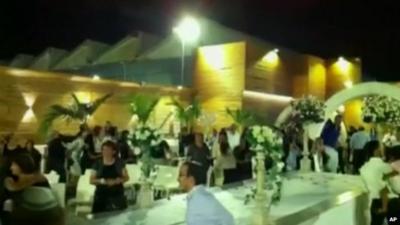 Guests at a wedding reception in Holon