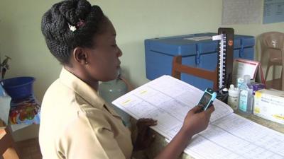 Community health officer uploading data