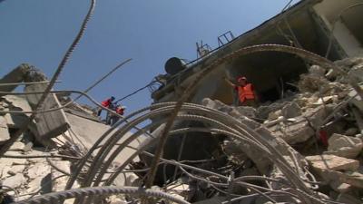 Building destroyed by Israeli airstrike in Khan Younis