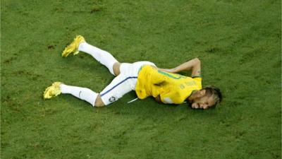 Neymar injured on the pitch