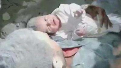 Baby rescued in Aleppo