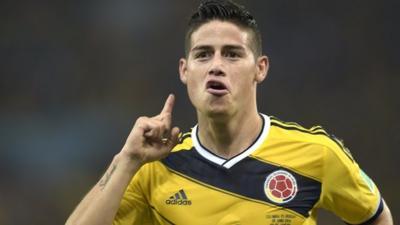 Colombia's James Rodriguez is one of the contenders for goal of the tournament