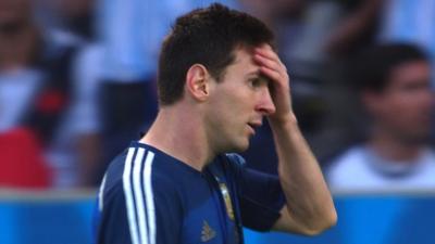 Argentina captain Lionel Messi pulls a shot just inches wide early on in the second half during the 2014 World Cup final against Germany