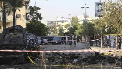 Lebanese army soldiers secure the site of an explosion that occurred on 23 June 2014 in the southern suburbs of Beirut on 24 June 2014