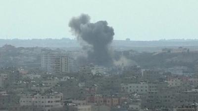 Plume of smoke rises over Gaza