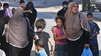 Women and children in Gaza City