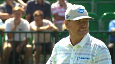 The Open: Ernie Els makes a triple bogey at the 1st hole