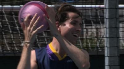 Nick Grimshaw playing netball