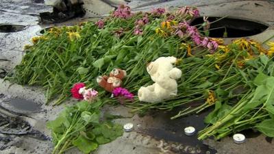 Flowers laid at crash site