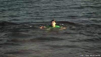 A boy in the water