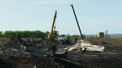 Machinery at the crash site