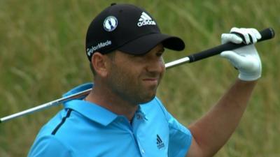 Sergio Garcia on the 12th at Hoylake