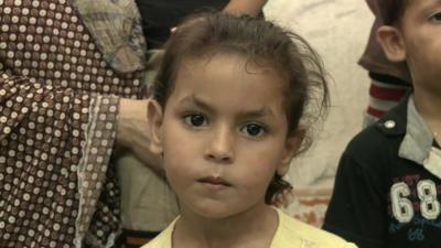 A displaced child in Gaza