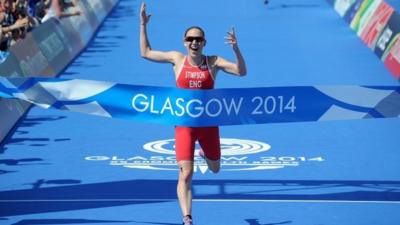 Jodie Stimpson wins gold in the women's triathlon