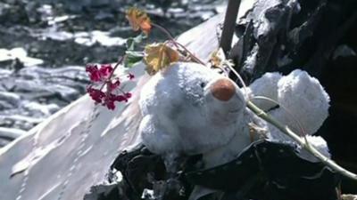 Soft toy among MH17 wreckage in Ukraine