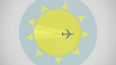 Graphic of plane flying across the sun