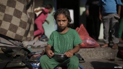 Displaced child in Gaza