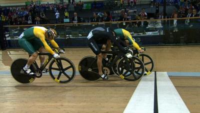 Australia's Matthew Glaetzer edges out Sam Webster in the keirin