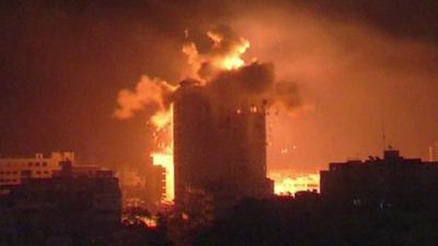Israeli airstrike have hit a building housing several media companies